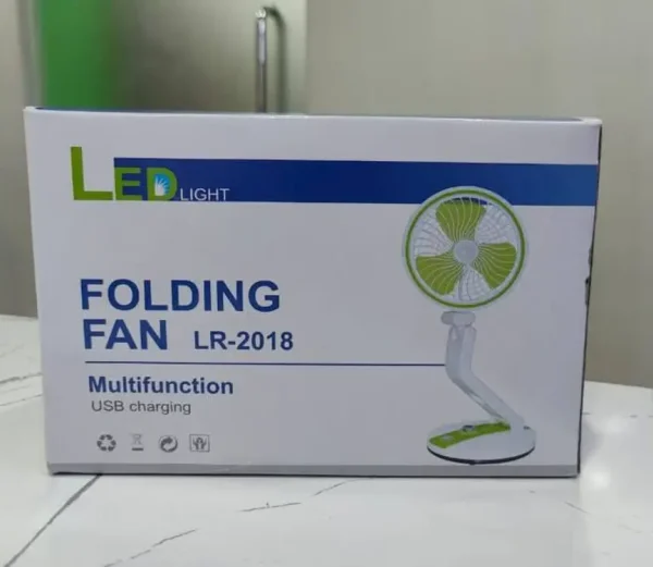 L R Rechargeable Folding Fan With LED Light - Image 2